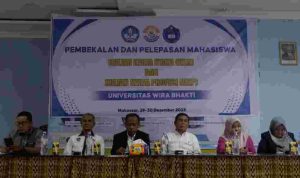 Pembekalan dan pelepasan mahasiswa Kuliah Kerja Nyata (KKN) dan Kuliah Kerja Profesi (KKP) Universitas Wira Bhakti Makassar Tahun Akademik 2025/2026. Kegiatan tersebut berlangsung selama dua hari, Senin–Selasa, 29–30 Desember 2025.